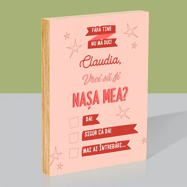 Numele Și Semnătura: Fără Tine Nu Mă Duc - Imprimare Pe Lemn ( Verticală)