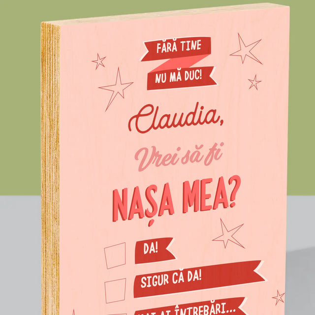 Numele Și Semnătura: Fără Tine Nu Mă Duc - Imprimare Pe Lemn ( Verticală)