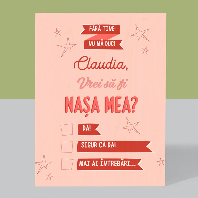 Numele Și Semnătura: Fără Tine Nu Mă Duc - Imprimare Pe Lemn ( Verticală)