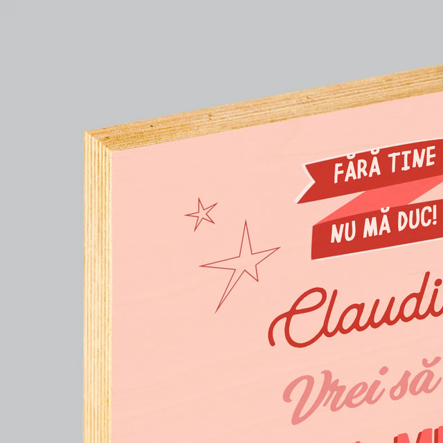Numele Și Semnătura: Fără Tine Nu Mă Duc - Imprimare Pe Lemn ( Verticală)