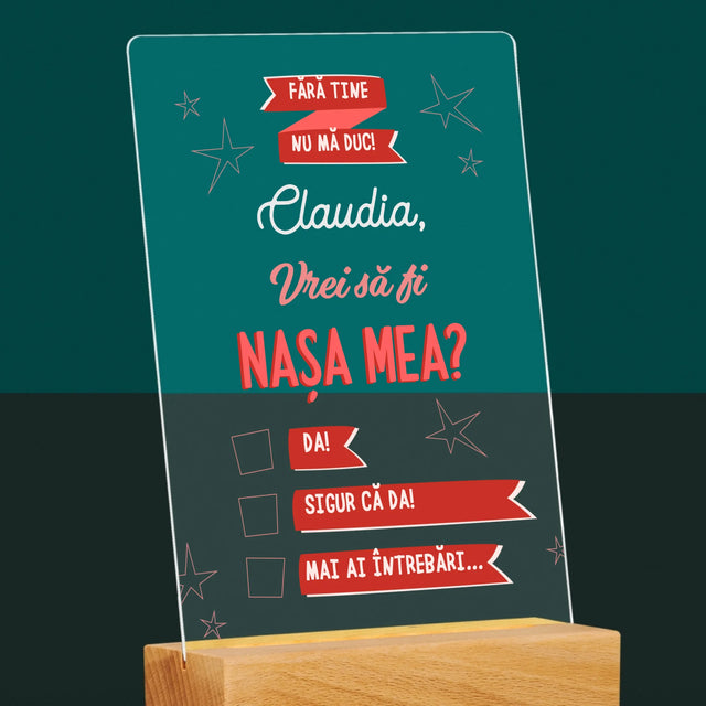 Numele Și Semnătura: Fără Tine Nu Mă Duc - Imprimare Pe Sticlă Acrilică (Verticală)