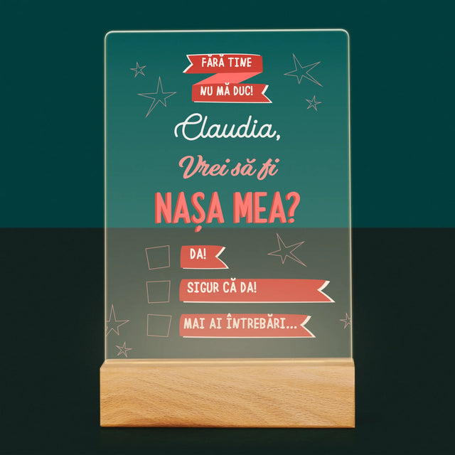 Numele Și Semnătura: Fără Tine Nu Mă Duc - Imprimare Pe Sticlă Acrilică (Verticală)