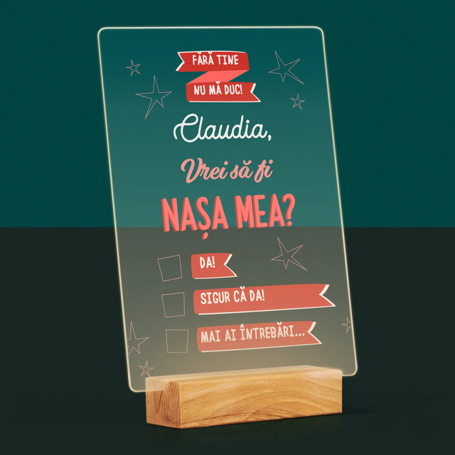 Numele Și Semnătura: Fără Tine Nu Mă Duc - Imprimare Pe Sticlă Acrilică (Verticală)