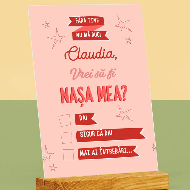 Numele Și Semnătura: Fără Tine Nu Mă Duc - Imprimare Pe Sticlă Acrilică (Verticală)