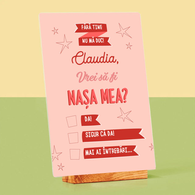 Numele Și Semnătura: Fără Tine Nu Mă Duc - Imprimare Pe Sticlă Acrilică (Verticală)