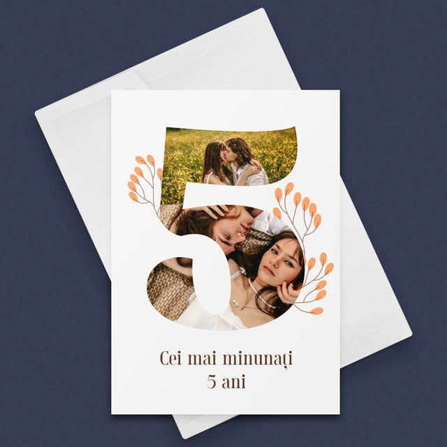 Colaj De Fotografii: A 5 Aniversare - Card Cu Felicitări