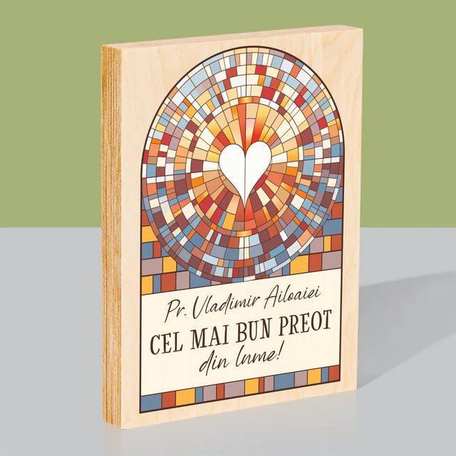Numele Și Semnătura: Cel Mai Bun Preot Din Lume - Imprimare Pe Lemn ( Verticală)