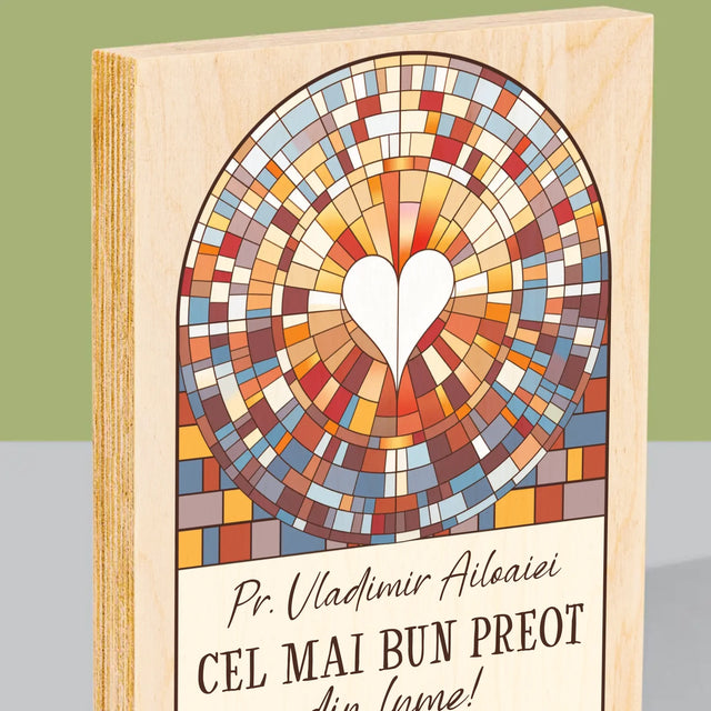 Numele Și Semnătura: Cel Mai Bun Preot Din Lume - Imprimare Pe Lemn ( Verticală)