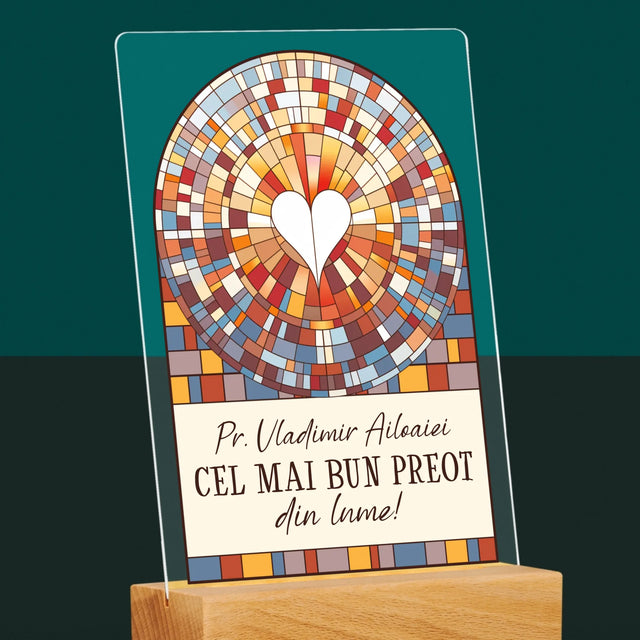 Numele Și Semnătura: Cel Mai Bun Preot Din Lume - Imprimare Pe Sticlă Acrilică (Verticală)