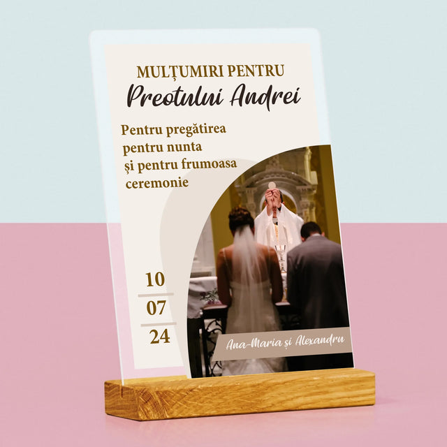 Fotografie Si Semnătură: Mulțumim Pentru Nunta Noastră - Imprimare Pe Sticlă Acrilică (Verticală)