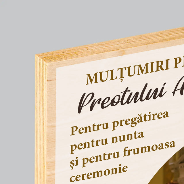 Fotografie Si Semnătură: Mulțumim Pentru Nunta Noastră - Imprimare Pe Lemn ( Verticală)