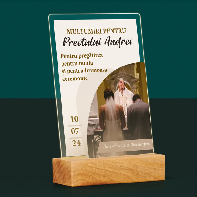 Fotografie Si Semnătură: Mulțumim Pentru Nunta Noastră - Imprimare Pe Sticlă Acrilică (Verticală)