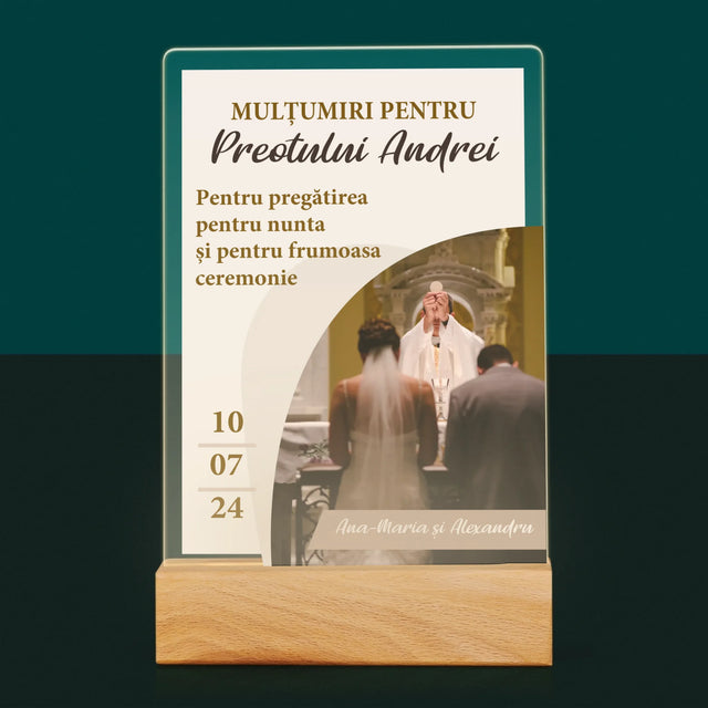 Fotografie Si Semnătură: Mulțumim Pentru Nunta Noastră - Imprimare Pe Sticlă Acrilică (Verticală)