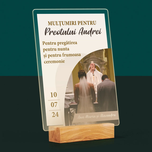 Fotografie Si Semnătură: Mulțumim Pentru Nunta Noastră - Imprimare Pe Sticlă Acrilică (Verticală)