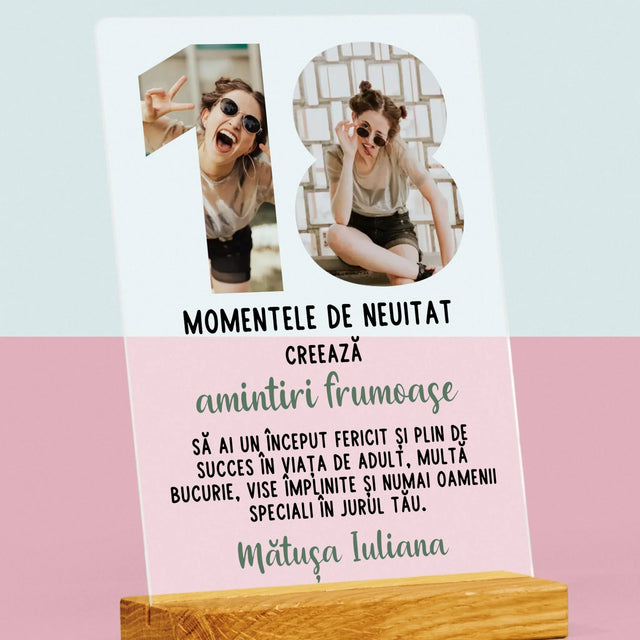 Cuvânt Din Fotografii: 18 De Ani - Imprimare Pe Sticlă Acrilică (Verticală)