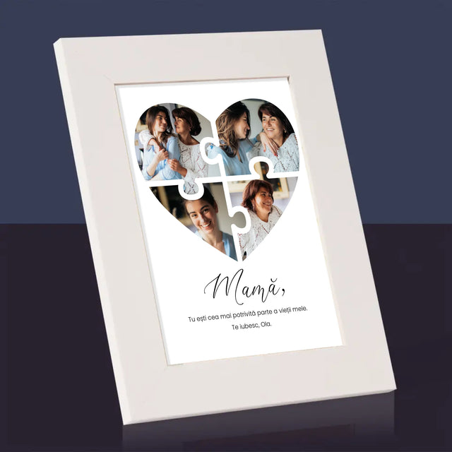 Colaj De Fotografii: Inimă Puzzle Pentru Mama - Ramă Pentru Fotografii (Horizontală)