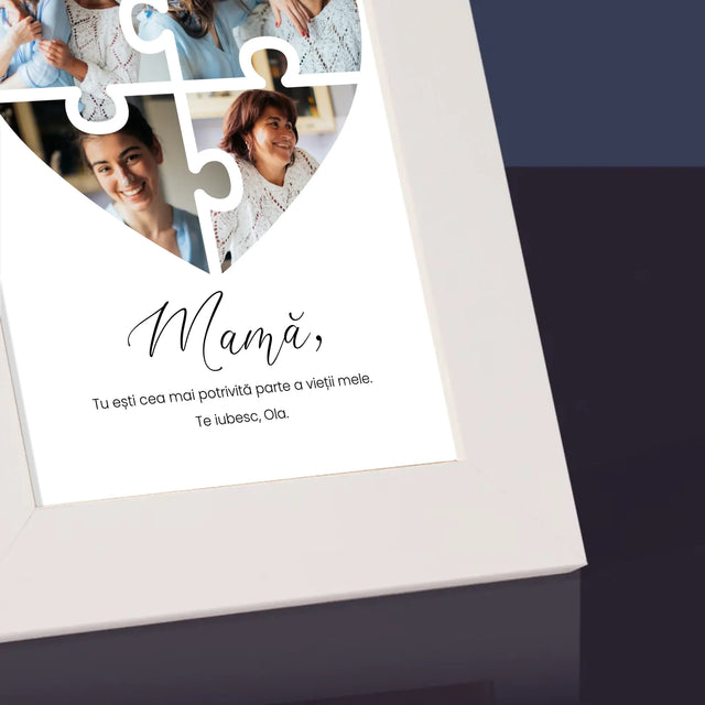 Colaj De Fotografii: Inimă Puzzle Pentru Mama - Ramă Pentru Fotografii (Horizontală)