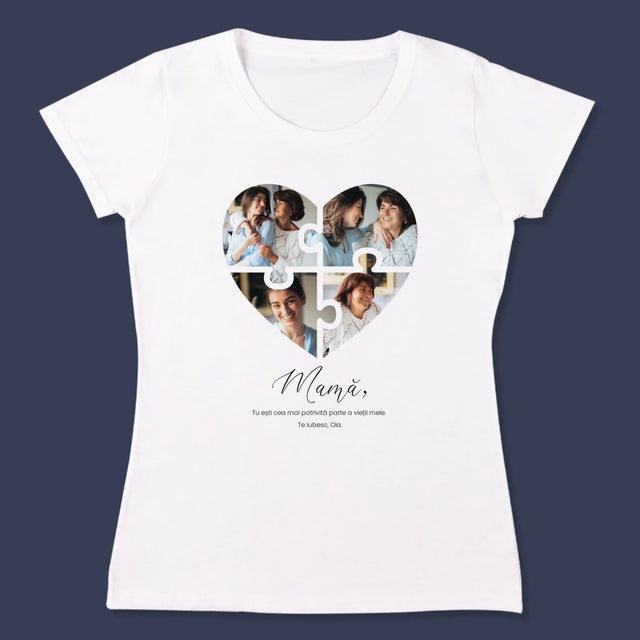 Colaj De Fotografii: Inimă Puzzle Pentru Mama - Tricou Pentru Femei