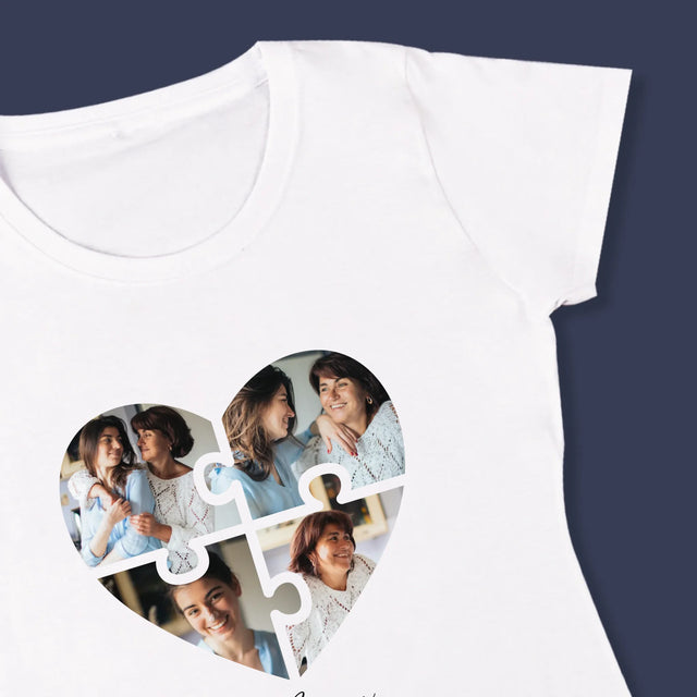 Colaj De Fotografii: Inimă Puzzle Pentru Mama - Tricou Pentru Femei
