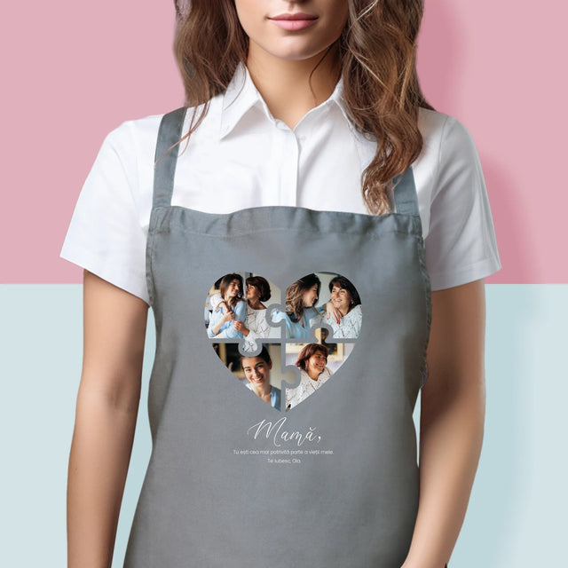 Colaj De Fotografii: Inimă Puzzle Pentru Mama - Șorț