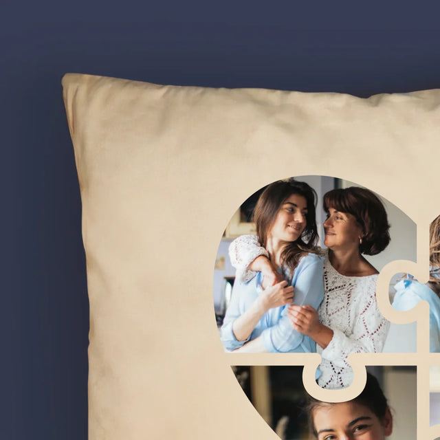 Colaj De Fotografii: Inimă Puzzle Pentru Mama - Pernă (Cu Fotografie)