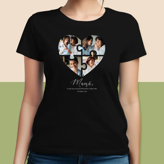Colaj De Fotografii: Inimă Puzzle Pentru Mama - Tricou Pentru Femei