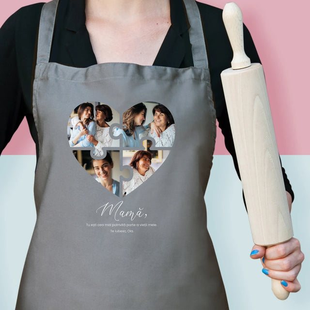 Colaj De Fotografii: Inimă Puzzle Pentru Mama - Șorț