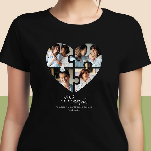 Colaj De Fotografii: Inimă Puzzle Pentru Mama - Tricou Pentru Femei