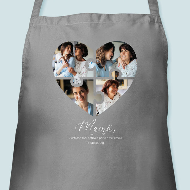 Colaj De Fotografii: Inimă Puzzle Pentru Mama - Șorț