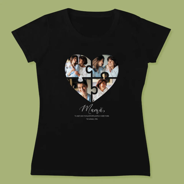 Colaj De Fotografii: Inimă Puzzle Pentru Mama - Tricou Pentru Femei