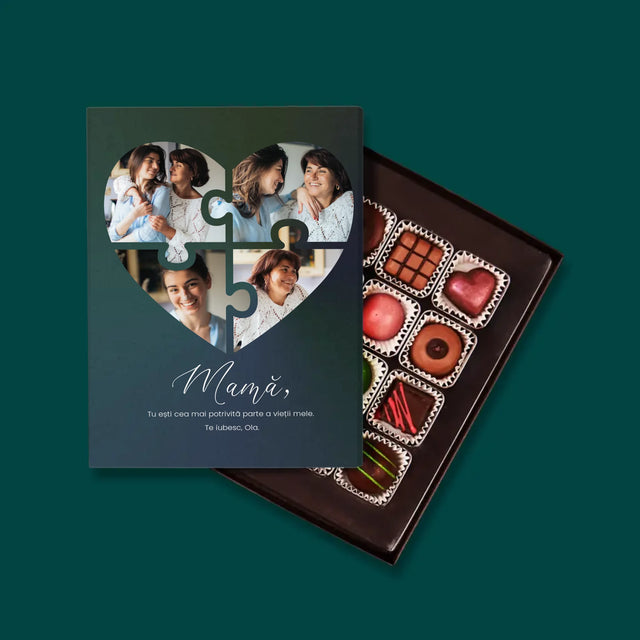 Colaj De Fotografii: Inimă Puzzle Pentru Mama - Praline