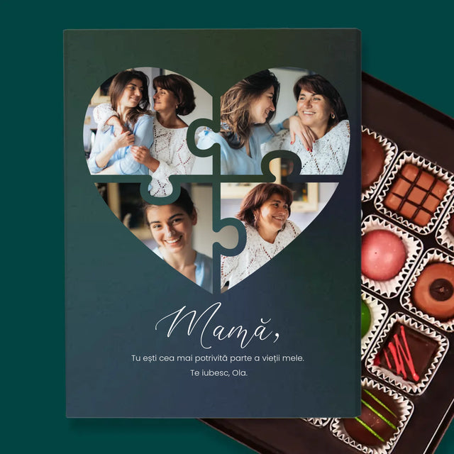 Colaj De Fotografii: Inimă Puzzle Pentru Mama - Praline