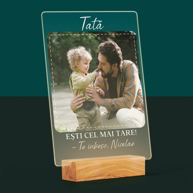 Fotografie Si Semnătură: Cel Mai Minunat Tată - Imprimare Pe Sticlă Acrilică (Verticală)