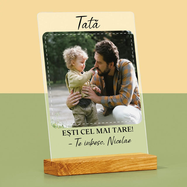 Fotografie Si Semnătură: Cel Mai Minunat Tată - Imprimare Pe Sticlă Acrilică (Verticală)