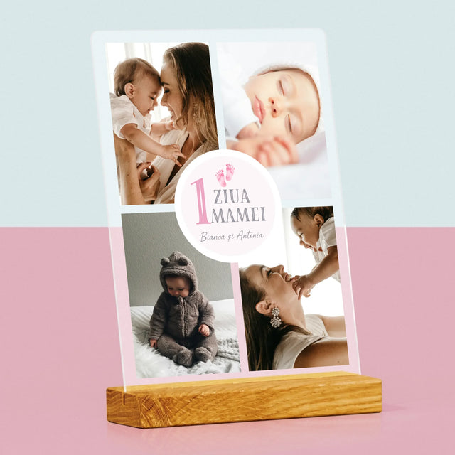 Colaj De Fotografii: Prima Zi A Mamei - Imprimare Pe Sticlă Acrilică (Verticală)