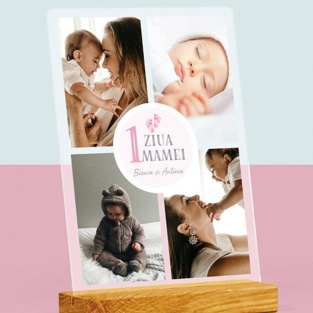 Colaj De Fotografii: Prima Zi A Mamei - Imprimare Pe Sticlă Acrilică (Verticală)