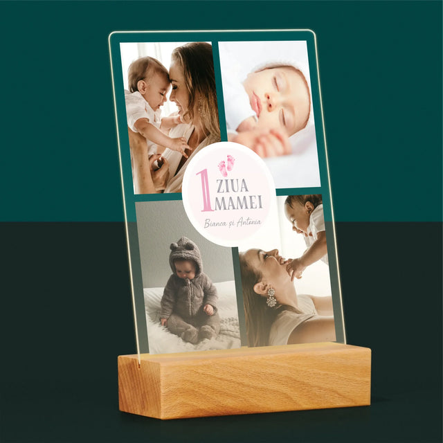 Colaj De Fotografii: Prima Zi A Mamei - Imprimare Pe Sticlă Acrilică (Verticală)