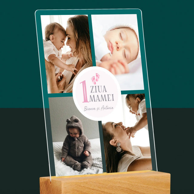 Colaj De Fotografii: Prima Zi A Mamei - Imprimare Pe Sticlă Acrilică (Verticală)