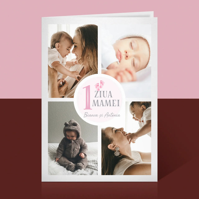 Colaj De Fotografii: Prima Zi A Mamei - Card Cu Felicitări