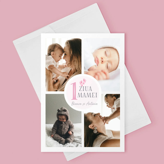 Colaj De Fotografii: Prima Zi A Mamei - Card Cu Felicitări