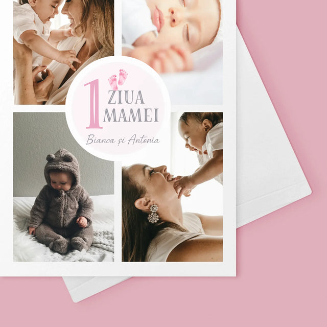 Colaj De Fotografii: Prima Zi A Mamei - Card Cu Felicitări