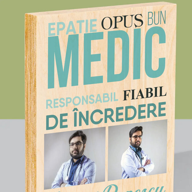 Colaj De Fotografii: Caracteristicile Medicului - Imprimare Pe Lemn ( Verticală)