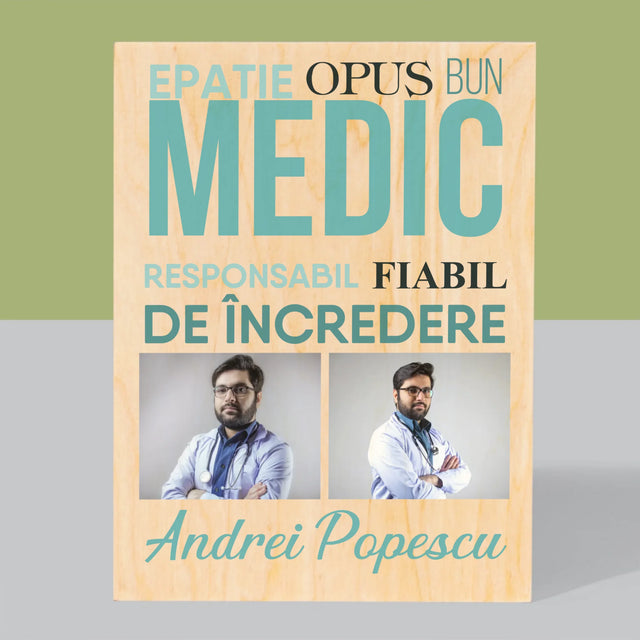 Colaj De Fotografii: Caracteristicile Medicului - Imprimare Pe Lemn ( Verticală)