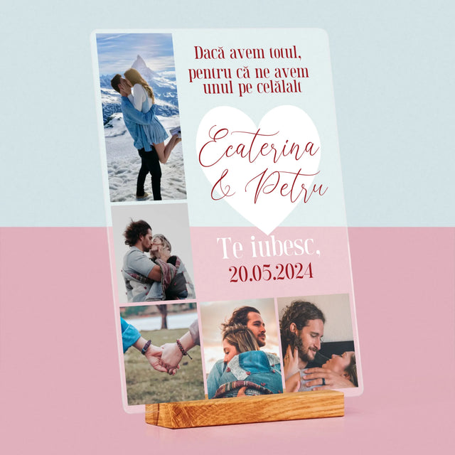 Colaj De Fotografii: Avem Totul, Pentru Că Ne Avem Unul Pe Celălalt - Imprimare Pe Sticlă Acrilică (Verticală)
