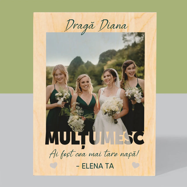 Fotografie Si Semnătură: Ai Fost Cea Mai Tare Nașă! - Imprimare Pe Lemn ( Verticală)