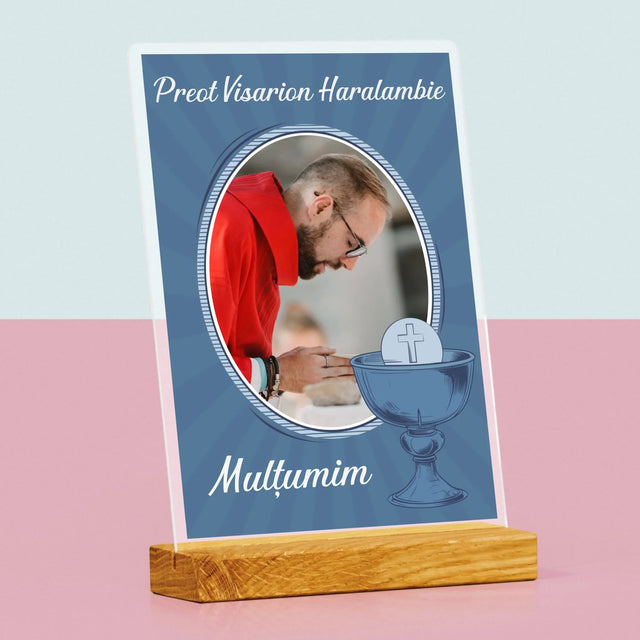 Numele Și Semnătura: Mulțumim Preotului - Imprimare Pe Sticlă Acrilică (Verticală)