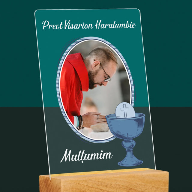 Numele Și Semnătura: Mulțumim Preotului - Imprimare Pe Sticlă Acrilică (Verticală)