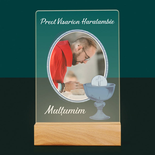 Numele Și Semnătura: Mulțumim Preotului - Imprimare Pe Sticlă Acrilică (Verticală)