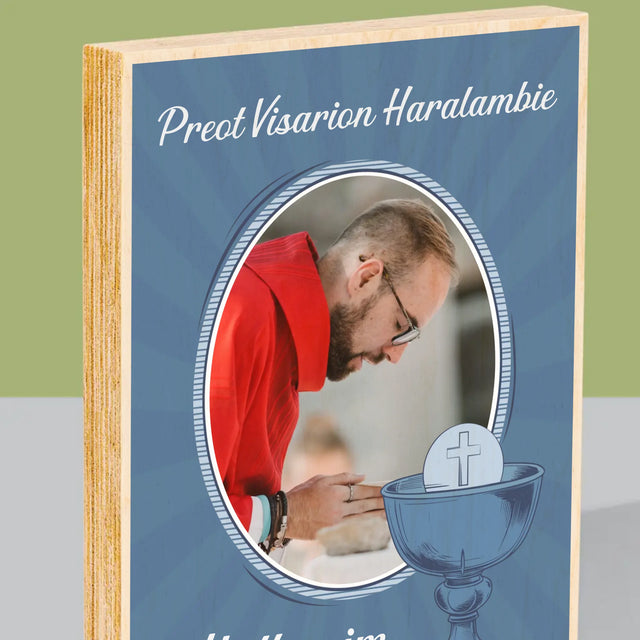 Numele Și Semnătura: Mulțumim Preotului - Imprimare Pe Lemn ( Verticală)