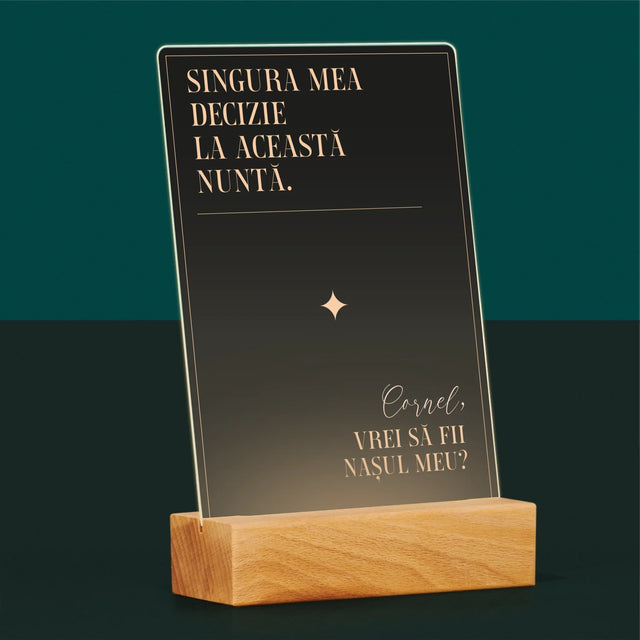 Numele Și Semnătura: Singura Mea Decizie - Imprimare Pe Sticlă Acrilică (Verticală)